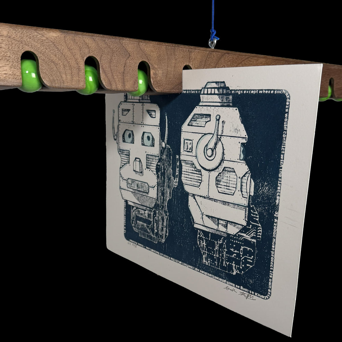 The Marble Print Bar | Hanging Print Drying Rack for Linocut and Relief Printing